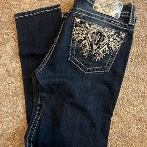 Miss Me Blue Boot Cut Jeans with Embellishments